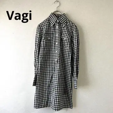 [ Vagi ] 깅엄 체크 튜닉 화이트 네이비 블랙 캐주얼 셔츠