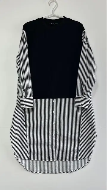 ZARA 블랙 리브 x 스트라이프 도킹 튜닉 원피스