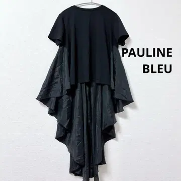 PAULINE BLEU 클리오 T셔츠 이소재 절개 프리 사이즈 블랙