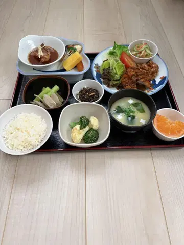 일식과 다채로운 반찬 식품 샘플