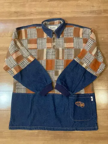 90s USA제 RUFF ERA 데님 풀오버 자켓 패치워크
