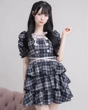 pimu 크로스 벨트 반팔 티어드 미니 원피스 네이비 피움 양산형