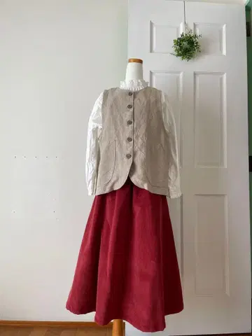 린넨 베스트 / 천연색 handmade
