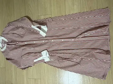 저널 스탠다드 빨간색과 화이트 스트라이프 셔츠 원피스