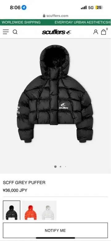 scuffers SCFF GREY PUFFER 블랙 다운 자켓