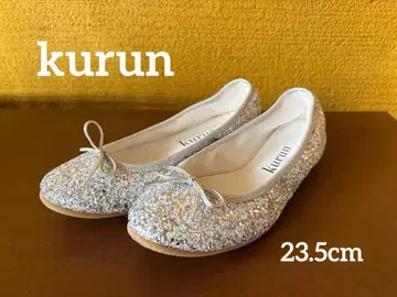Kurun 쿠룬 23.5 플랫 펌프스 글리터 라메 리본
