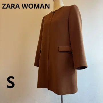 ZARA WOMAN 브라운 노카라 코트 지퍼 포함