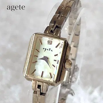 agete 아가트 다이아 2개 스퀘어 페이스 골드 주얼리 워치