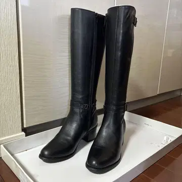 블랙 롱 부츠 백 지퍼 포함