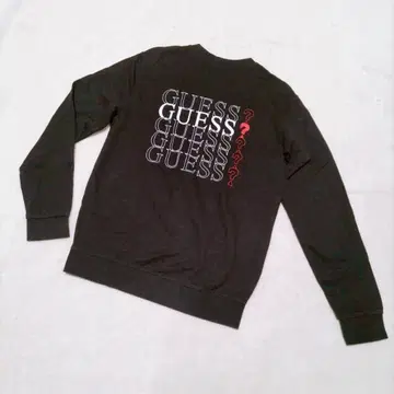 GUESS 블랙 긴팔 티셔츠 M 롱티 블랙 백프린트 로고