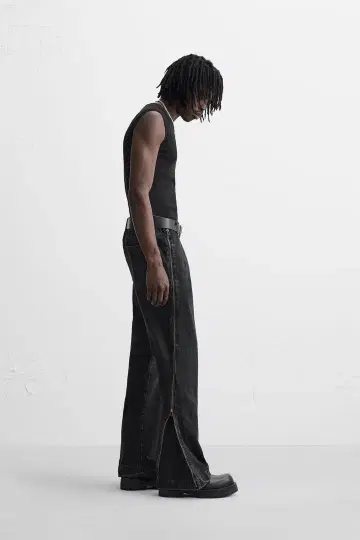ZARA 사이드 지퍼 블랙 데님
