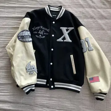 XLARGE 바시티 자켓 L 사이즈 블랙/아이보리