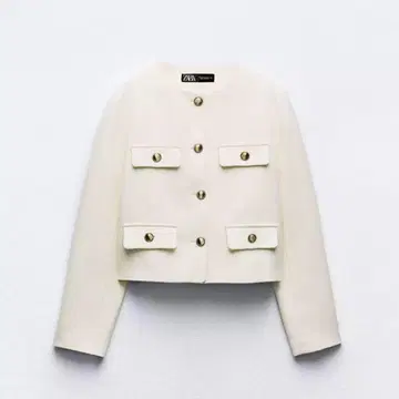 ZARA 라운드넥 피케 블레이저 화이트 28