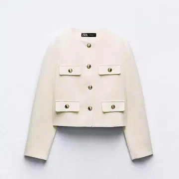 ZARA 라운드넥 피케 블레이저 화이트 28