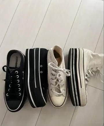 CONVERSE 통굽 스니커즈 화이트와 블랙 세트 24.5 used