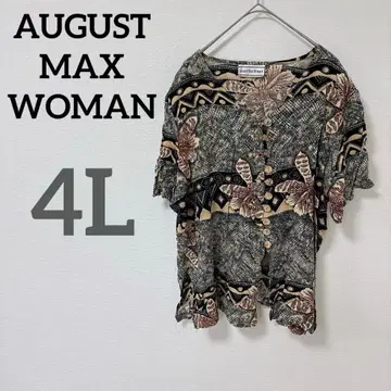 AUGUST MAX WOMAN [ 4L ] 반팔 셔츠 레트로 아트 패턴