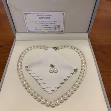 담수 진주 목걸이 귀걸이 7-7.5mm 라운드