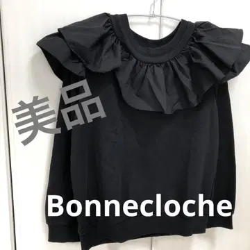 [새상품급] Bonnecloche 프릴 트레이닝복 맨투맨 블랙 심플