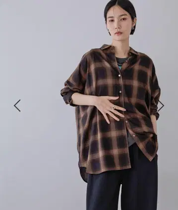 JEANASIS 어소트 체크 셔츠 옴브레 체크 셔츠 브라운