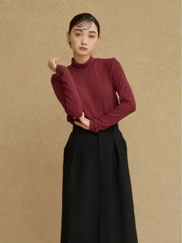 [컨디션 최상] STRATA 하이넥 울 베어 골지 상의 레드
