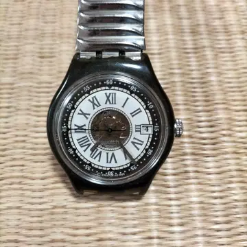 Swatch 자동 와인딩 손목시계 블랙/화이트