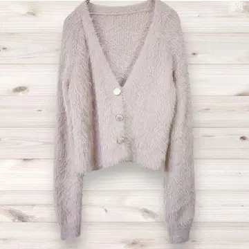 GRL 그레일 페더 니트 가디건 더스티 핑크