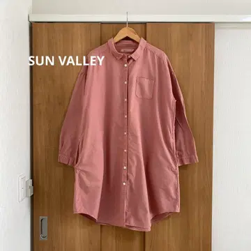SUN VALLEY 코튼 롱 셔츠 원피스 블라우스 루즈핏 M