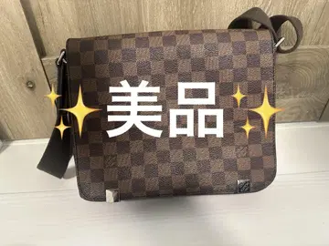 브라운 체크 무늬 가죽 숄더백