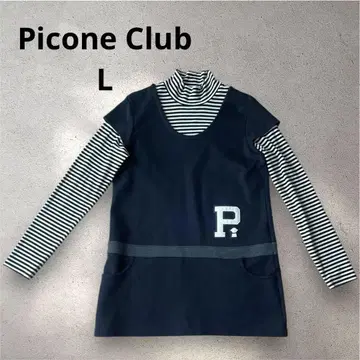 Picone Club 긴팔 튜닉 L 보더 터틀넥 레이어드 스타일