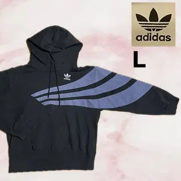 아디다스 오리지널 후드티 L 여성용 블랙 숏 기장 페이드