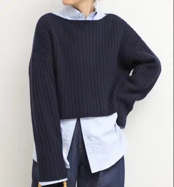Deuxieme Classe 23AW Cropped Wide 리브 니트