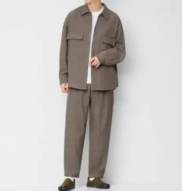 GU 남성용 셋업 CPO 셔츠 벌룬 팬츠 카키