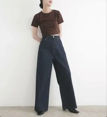 새상품 LIAN 패널 라인 하이웨스트 인디고 블루 데님 팬츠 완판템 S