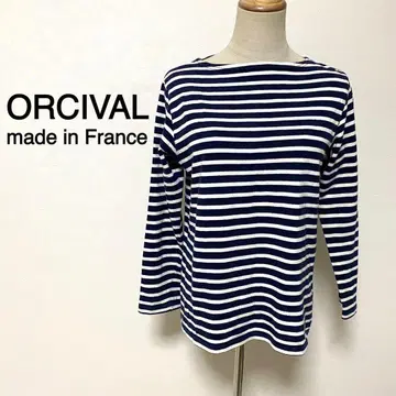 [프랑스제] ORCIVAL 네이비 컬러 보더 무늬 티셔츠