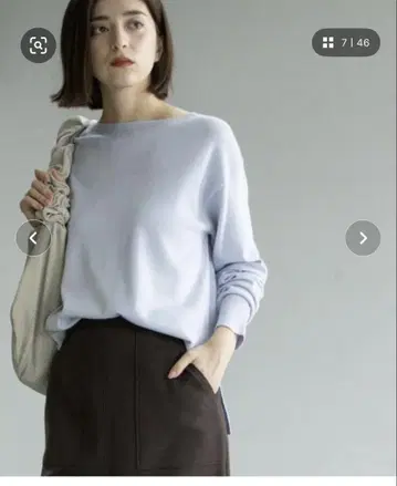 미사용 새상품 오파크 클립 보트넥 니트 엑스트라 파인 메리노