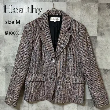레어!! [ Healthy ] 테일러드 자켓 실크 100% 쇼와 레트로