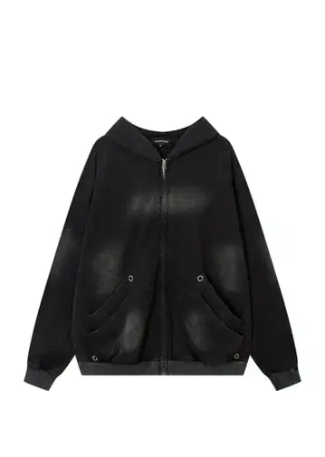 [ W3 ] Basic black wash full zip hoodie