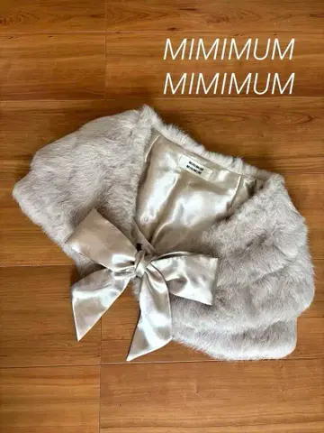 MINIMUM 핑크 베이지 인조 모피 숄