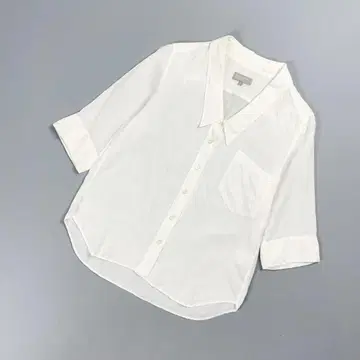 마가렛호웰 린넨 5부 소매 시어 블라우스 화이트 사이즈 1*GD289
