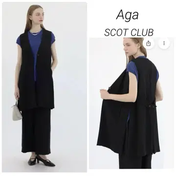 미사용 Aga 아가 * 사이드 슬릿 롱 베스트 블랙
