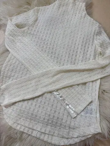 프레이 아이디 레이스 화이트 망사 무늬 긴팔 셔츠