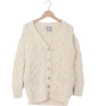 aran 케이블 니트 가디건 V넥 아이보리