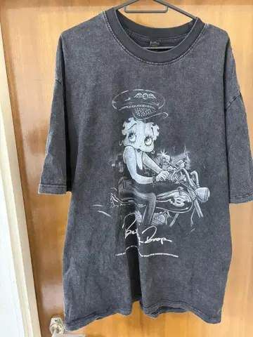 구제 Betty Boop 빈티지 오버 사이즈 T셔츠 다크 그레이