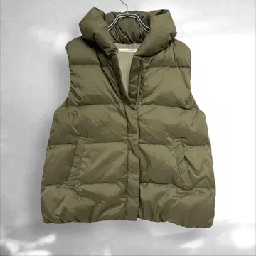 내추럴 뷰티 베이직 다운 베스트 볼륨 넥 카키 M ( B2