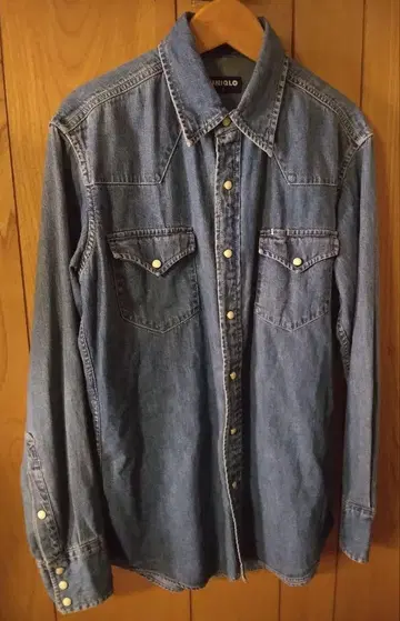 올드 유니클로 네이비 택 데님 웨스턴 셔츠 S 사이즈 레어