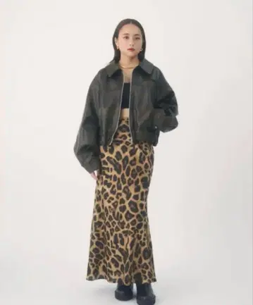 Searoomlynn Leopard 새틴 머메이드 스커트