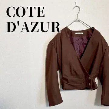 COTE D'AZUR 크롭 울 자켓 긴팔 브라운 안감 있음