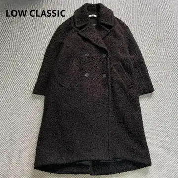 새상품급 LOW CLASSIC 보아 코트 더블 브레스트 롱 체스터 코트