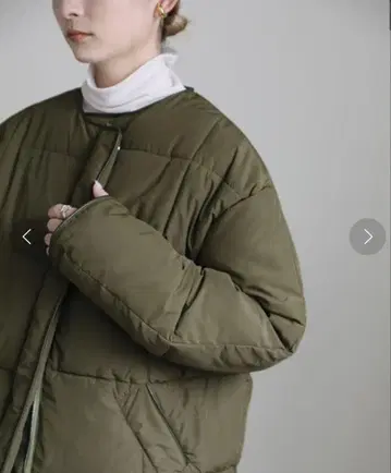 올리브 그린 퀼팅 자켓