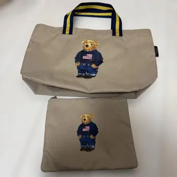 폴로 랄프로렌 토트백 파우치 포함 베이지